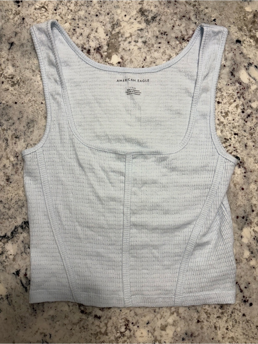 American Eagle Outfitters Light Blue Ribbed Square-Neck Tank